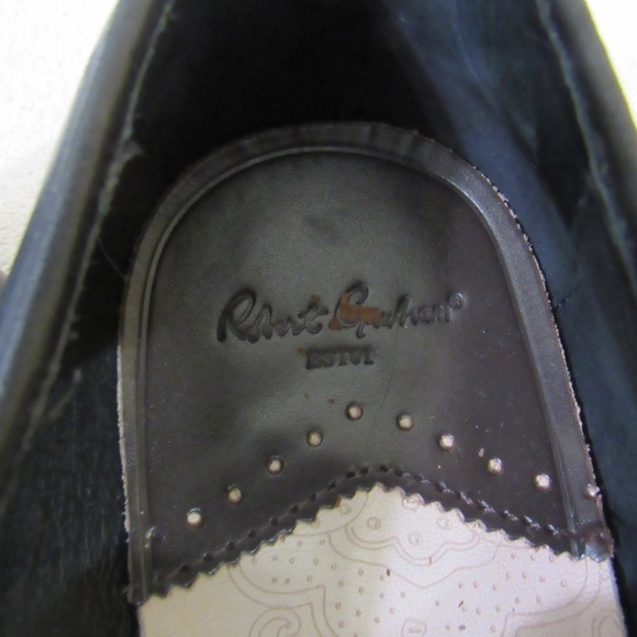 Robert Graham Sz 9.5D Black Logo Round Toe Slip On Loafers Shoes - Picture 9 of 10